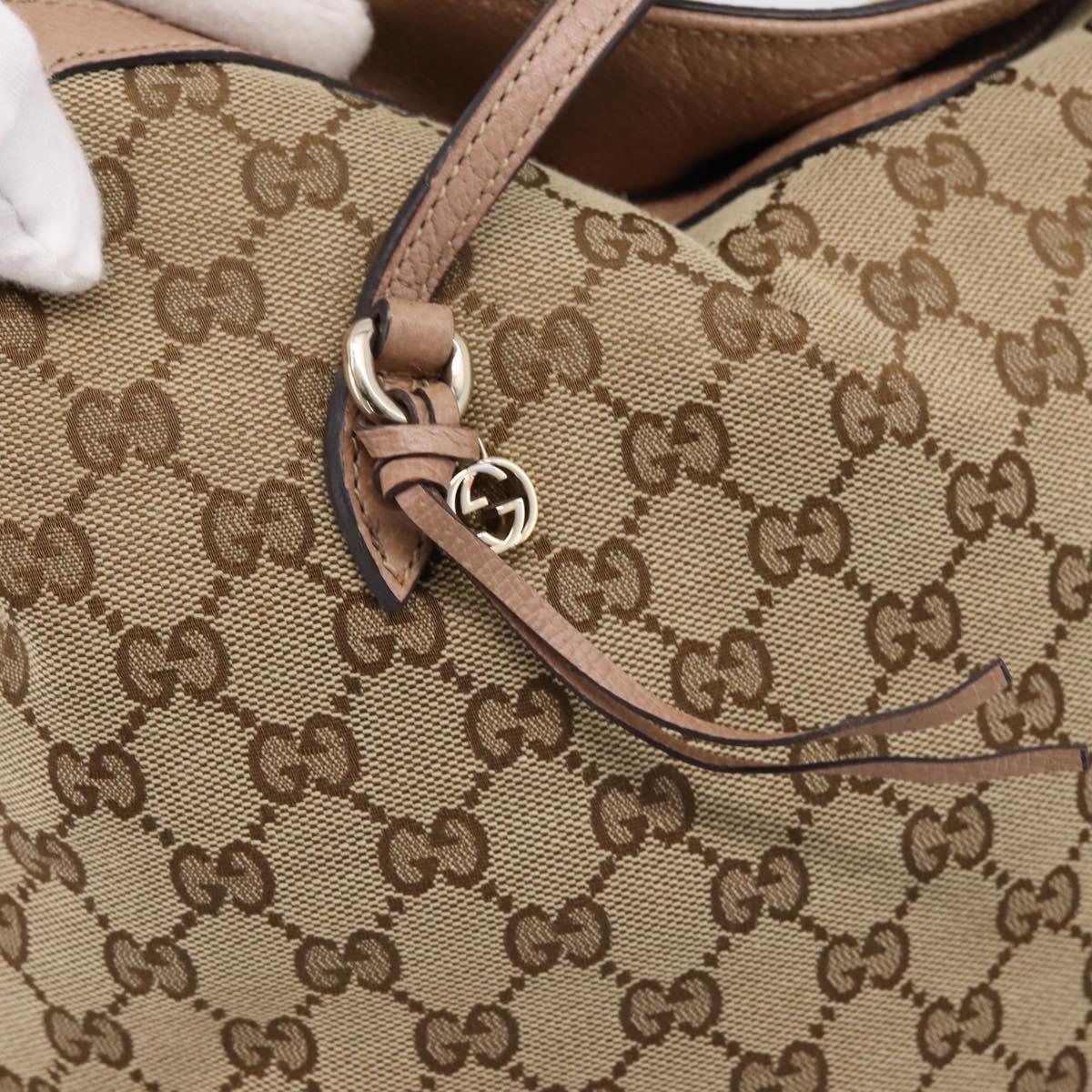 GUCCI GG Canvas Hand Bag 2way Beige Gold 353120 Auth 203182A