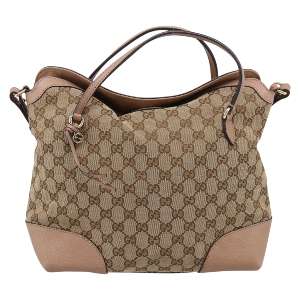 GUCCI GG Canvas Hand Bag 2way Beige Gold 353120 Auth 203182A