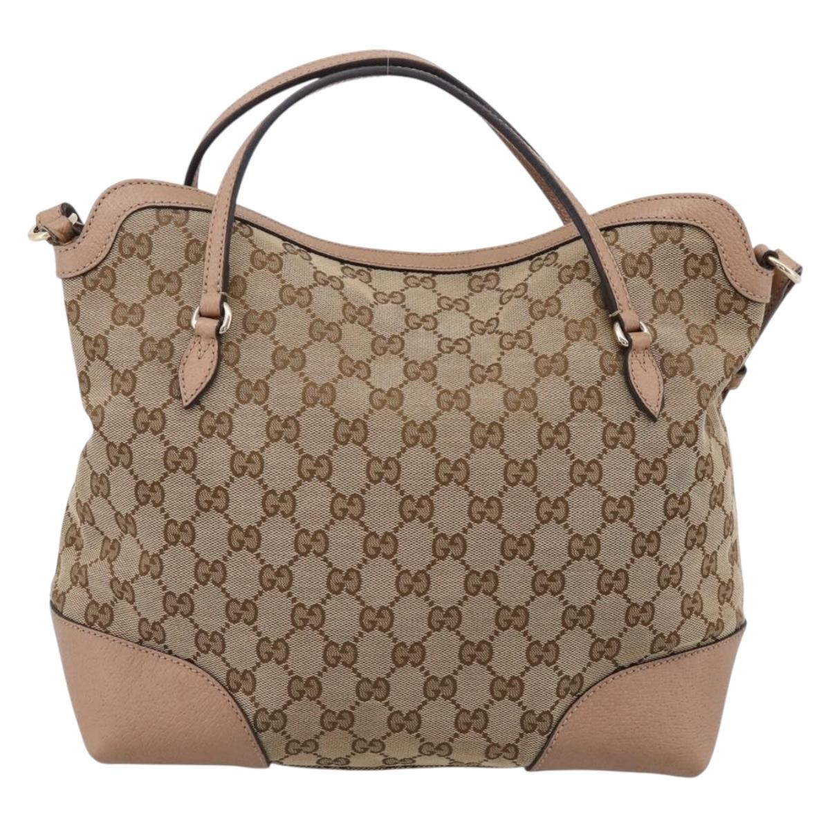 GUCCI GG Canvas Hand Bag 2way Beige Gold 353120 Auth 203182A