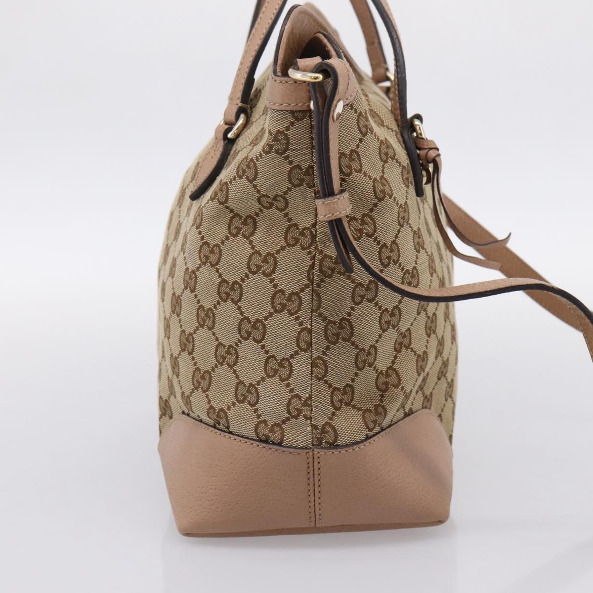 GUCCI GG Canvas Hand Bag 2way Beige Gold 353120 Auth 203182A