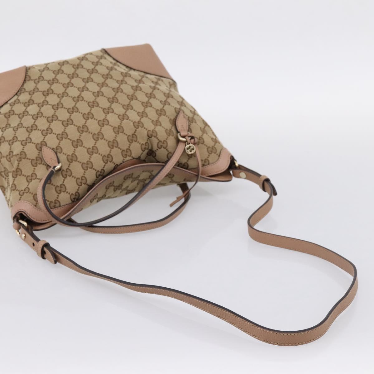GUCCI GG Canvas Hand Bag 2way Beige Gold 353120 Auth 203182A