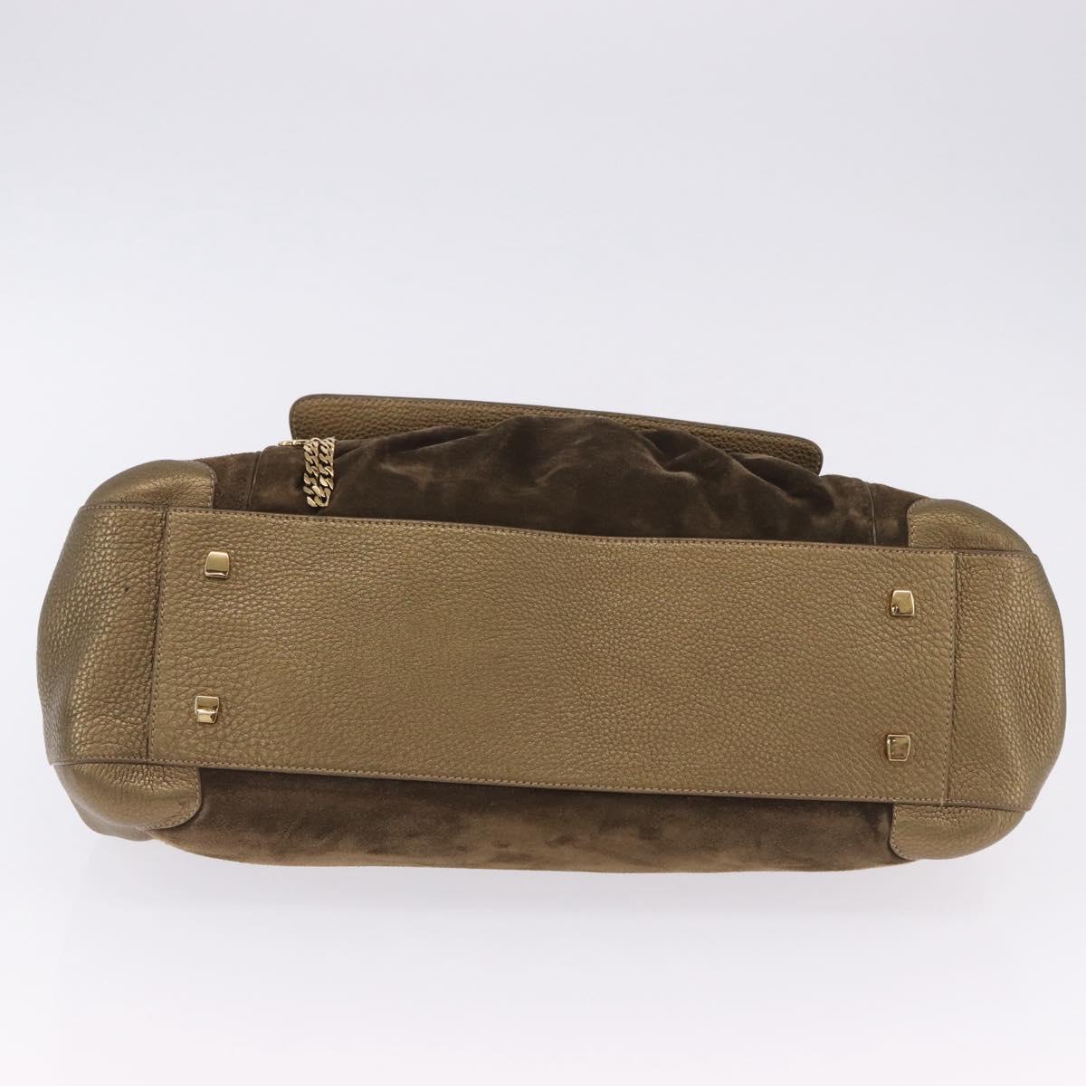 CARTIER Shoulder Bag Suede Green Gold Auth 203184V