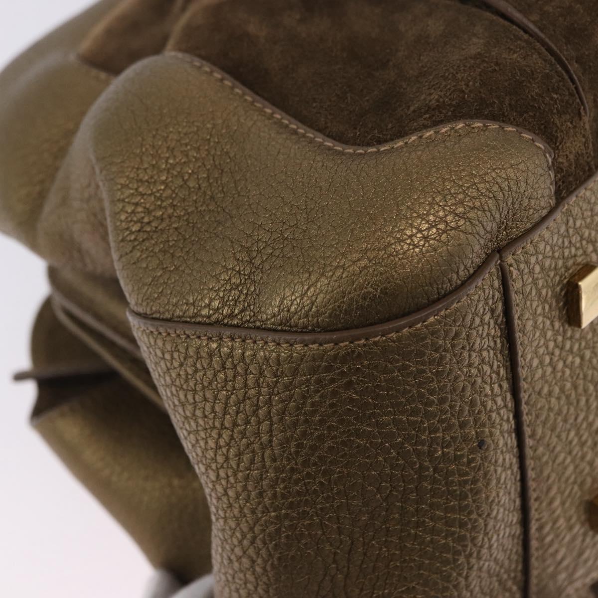 CARTIER Shoulder Bag Suede Green Gold Auth 203184V