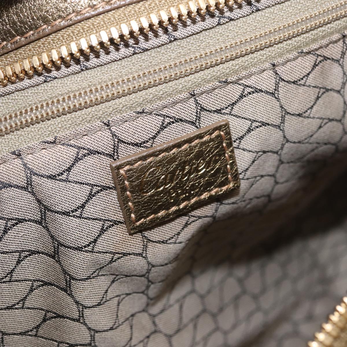 CARTIER Shoulder Bag Suede Green Gold Auth 203184V