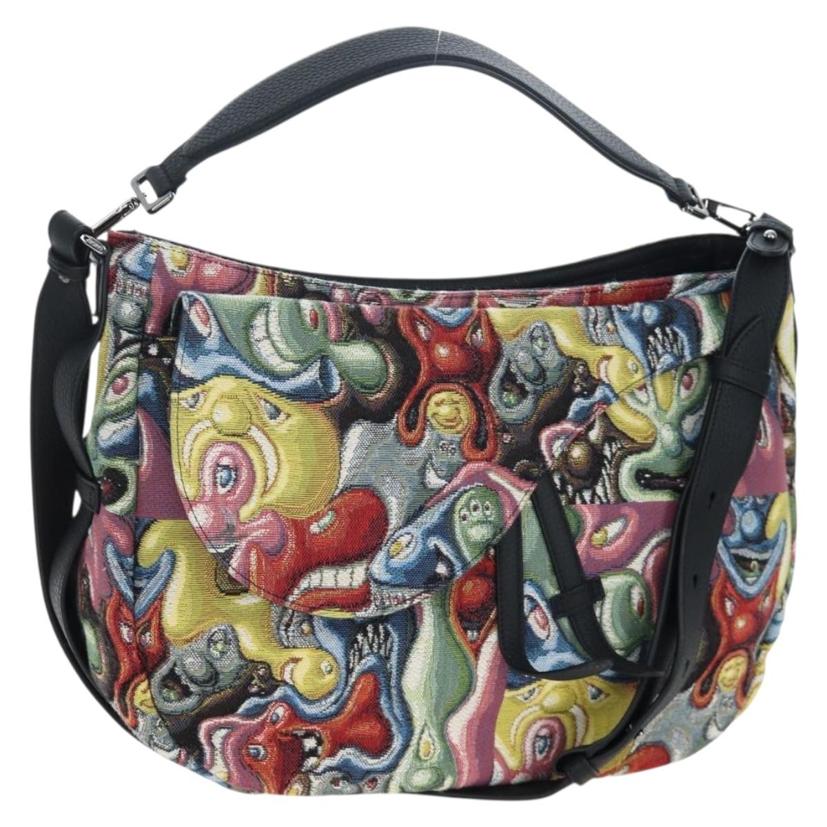 Christian Dior Saddle Bag Jacquard 2way Kenny Schaaf Multicolor Auth 203185SAM