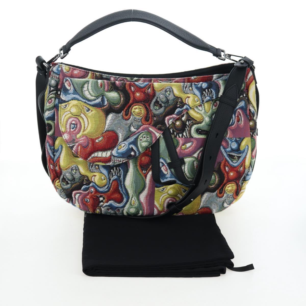 Christian Dior Saddle Bag Jacquard 2way Kenny Schaaf Multicolor Auth 203185SAM
