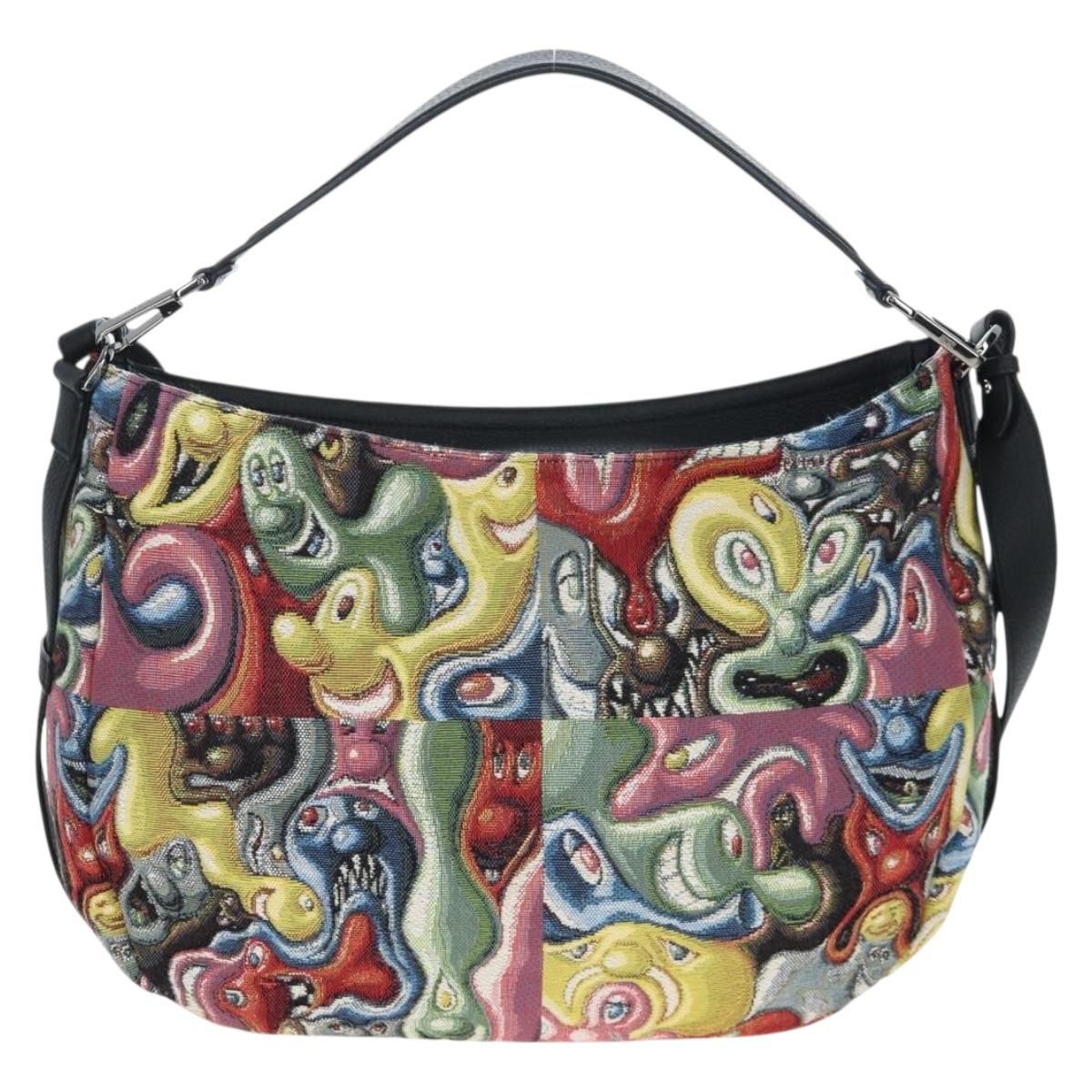 Christian Dior Saddle Bag Jacquard 2way Kenny Schaaf Multicolor Auth 203185SAM