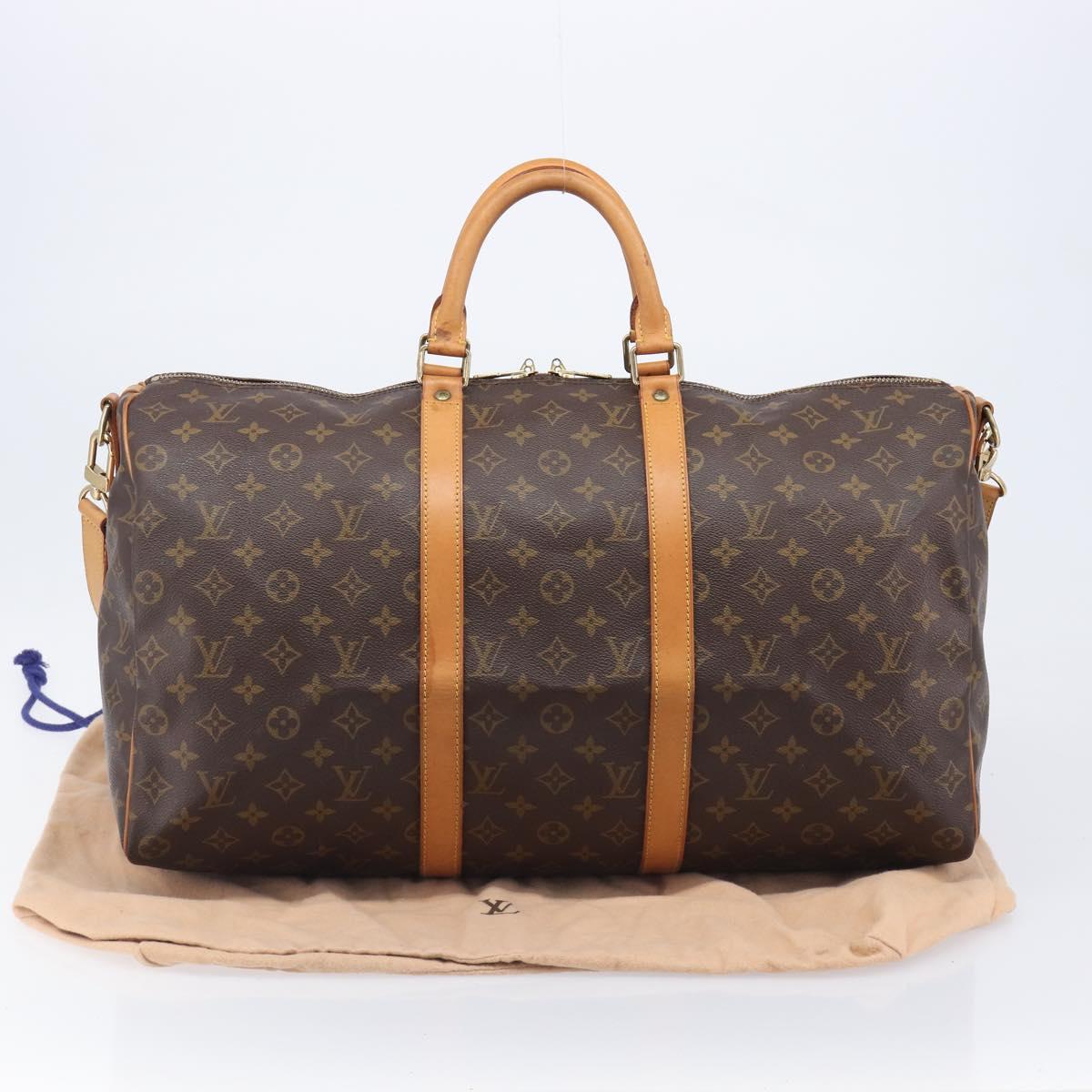 LOUIS VUITTON Monogram Keepall Bandouliere 50 Boston Bag M41416 LV Auth 203189V