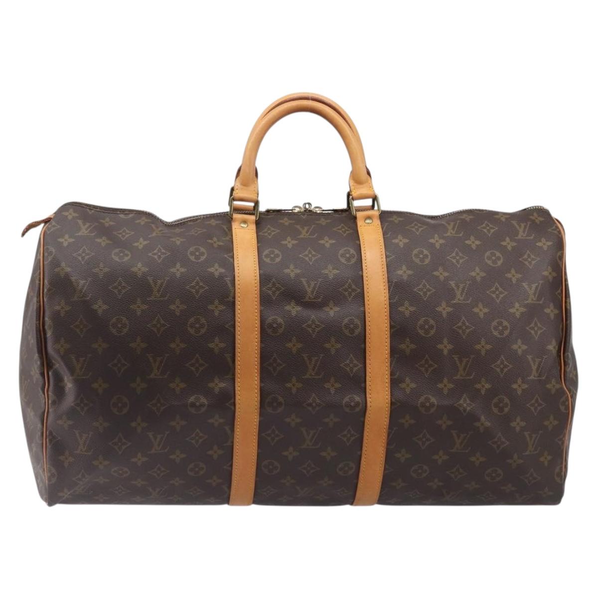 LOUIS VUITTON Monogram Keepall 55 Boston Bag M41424 LV Auth 203190V