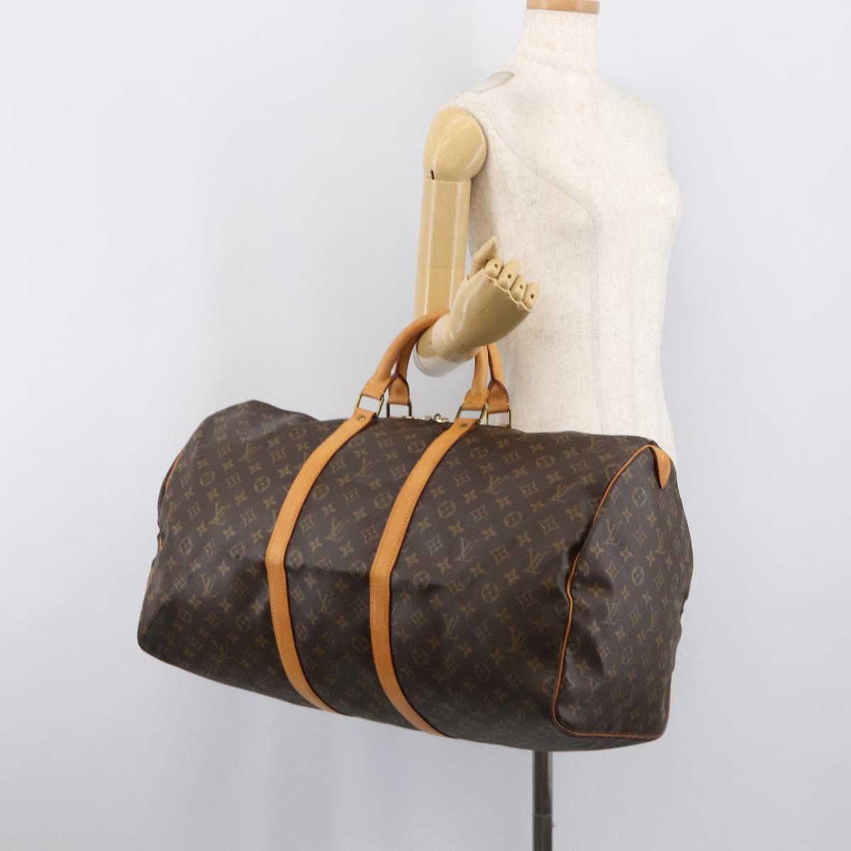 LOUIS VUITTON Monogram Keepall 55 Boston Bag M41424 LV Auth 203190V