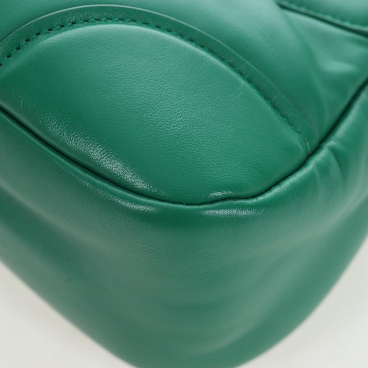 PRADA Moon Paddock Hand Bag Leather 2way Green Silver Auth 203196SAM