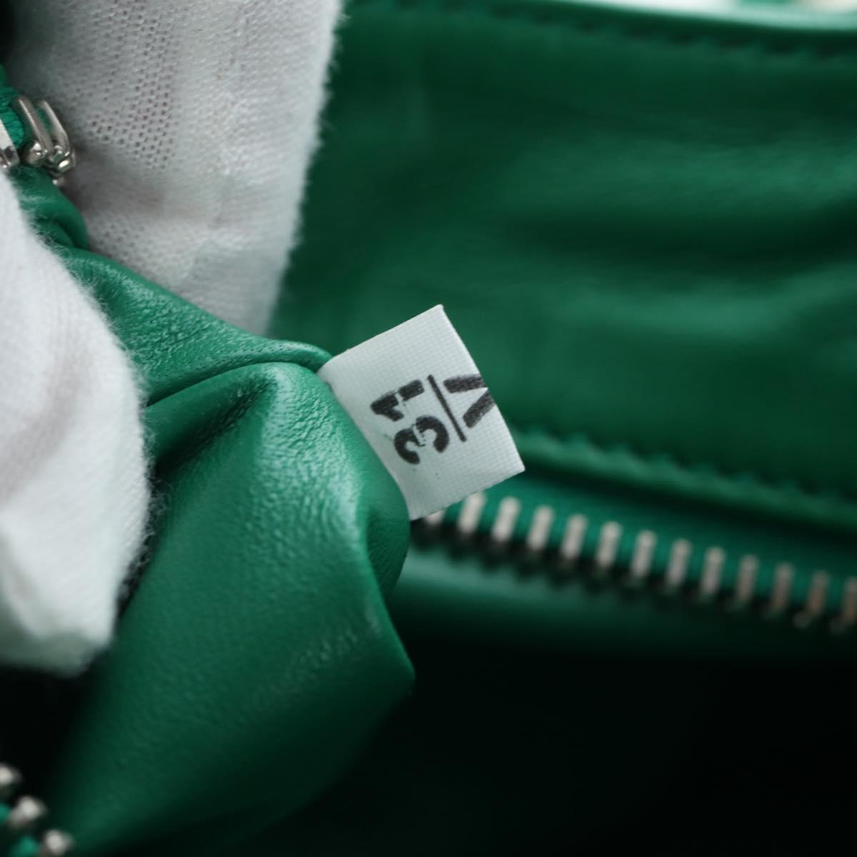 PRADA Moon Paddock Hand Bag Leather 2way Green Silver Auth 203196SAM