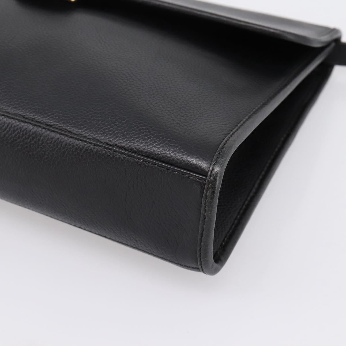 GUCCI Shoulder Bag Leather Black Gold 004 86 0222 Auth 203197A