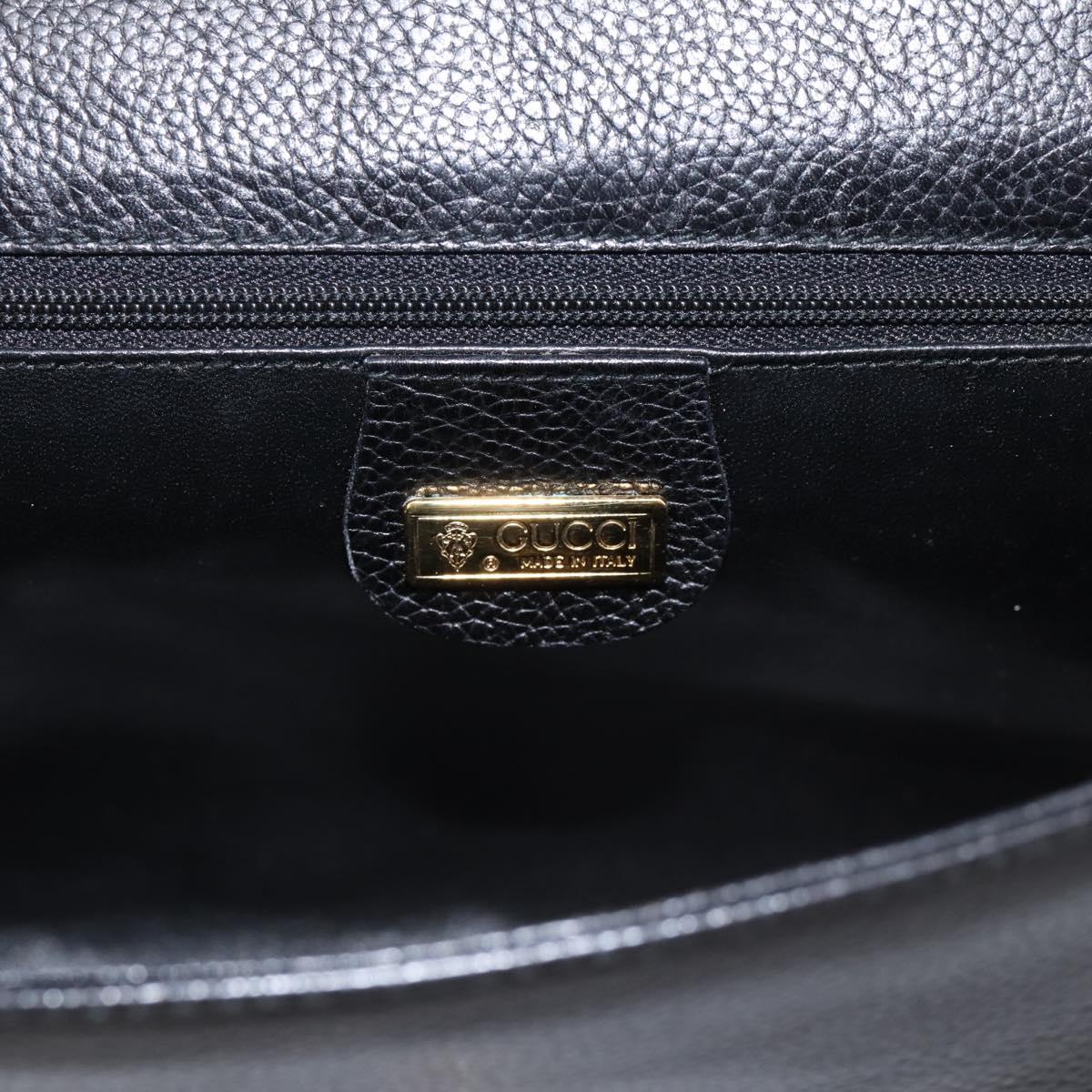 GUCCI Shoulder Bag Leather Black Gold 004 86 0222 Auth 203197A