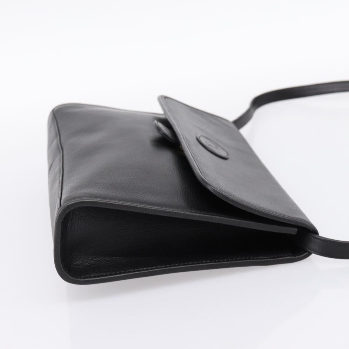 GUCCI Shoulder Bag Leather Black Gold 004 86 0222 Auth 203197A