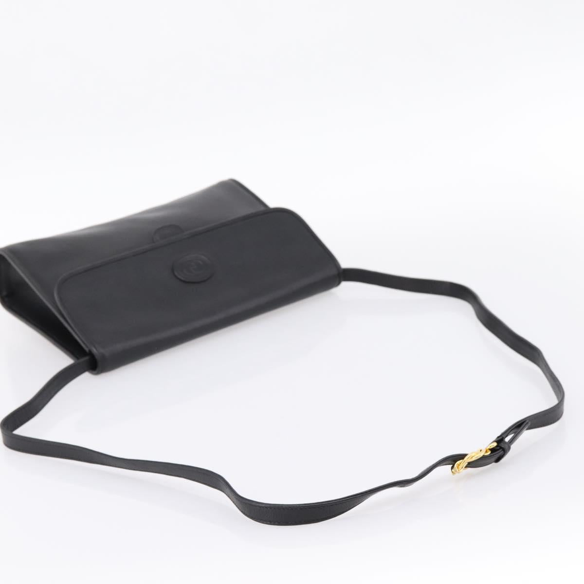 GUCCI Shoulder Bag Leather Black Gold 004 86 0222 Auth 203197A