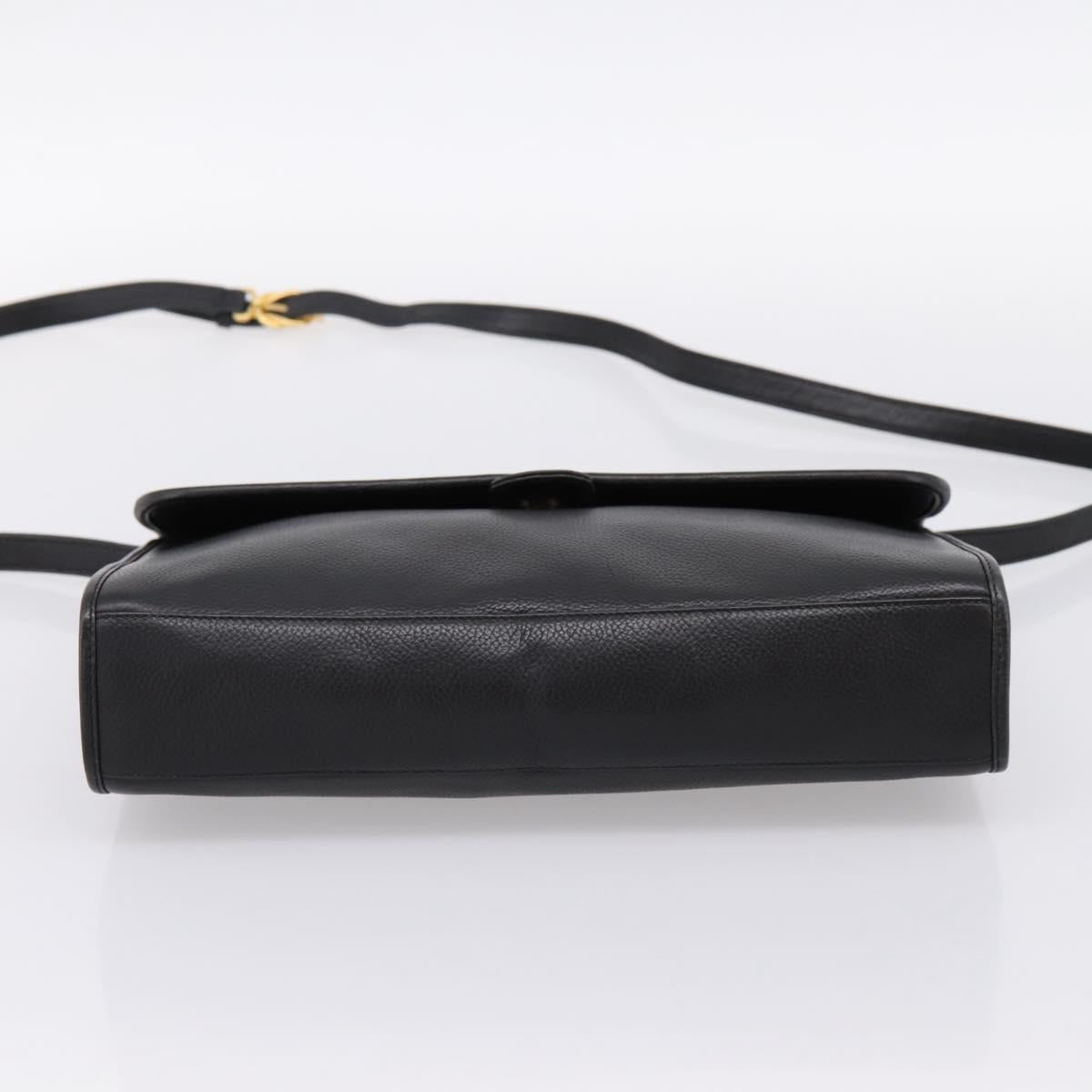 GUCCI Shoulder Bag Leather Black Gold 004 86 0222 Auth 203197A