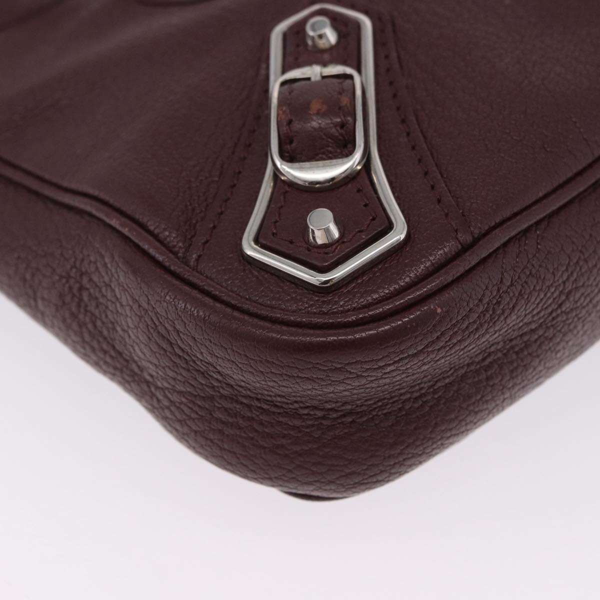 BALENCIAGA Giant Hip Shoulder Bag Leather Bordeaux Silver 390164 Auth 203199V