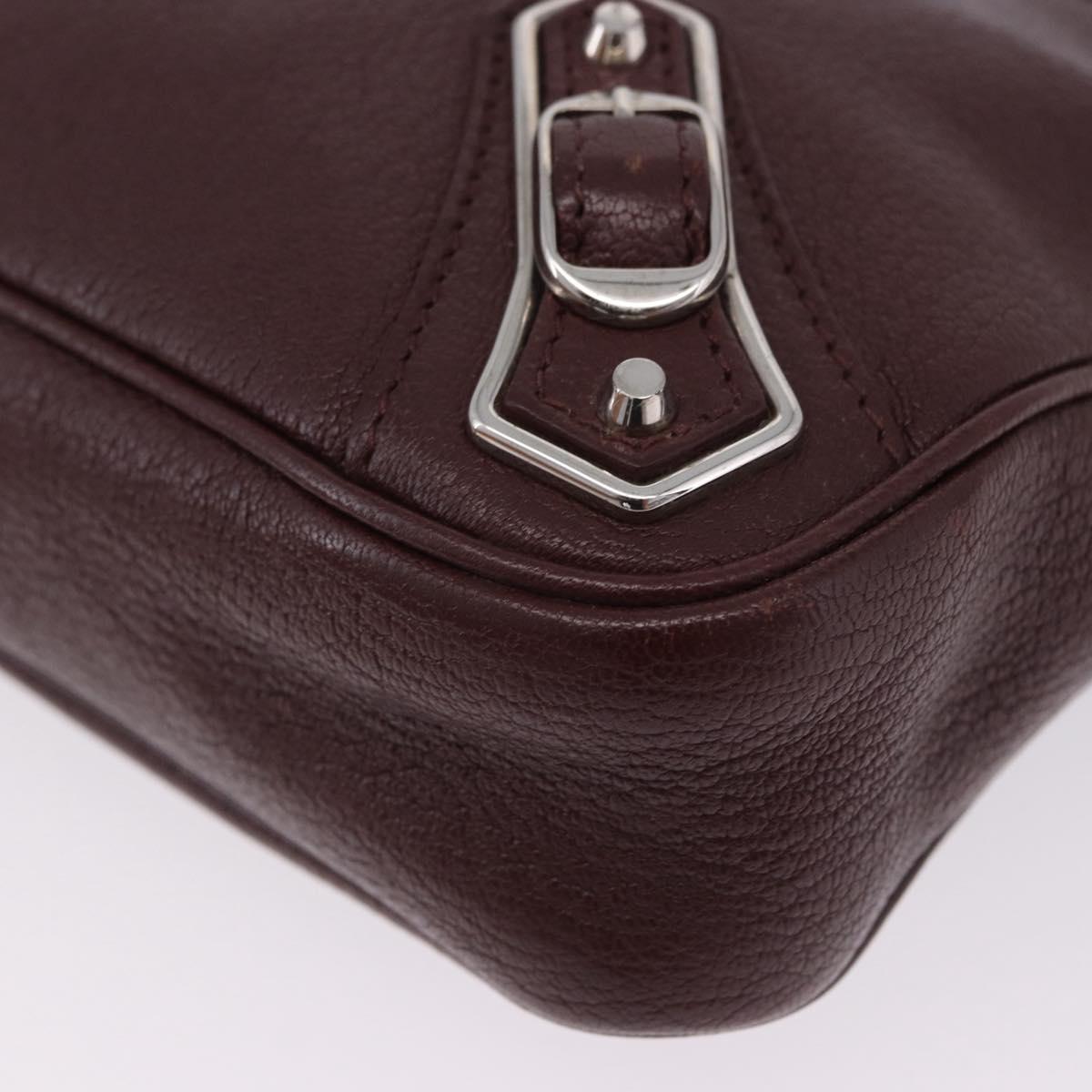 BALENCIAGA Giant Hip Shoulder Bag Leather Bordeaux Silver 390164 Auth 203199V