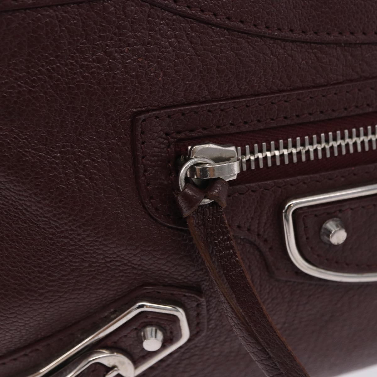 BALENCIAGA Giant Hip Shoulder Bag Leather Bordeaux Silver 390164 Auth 203199V