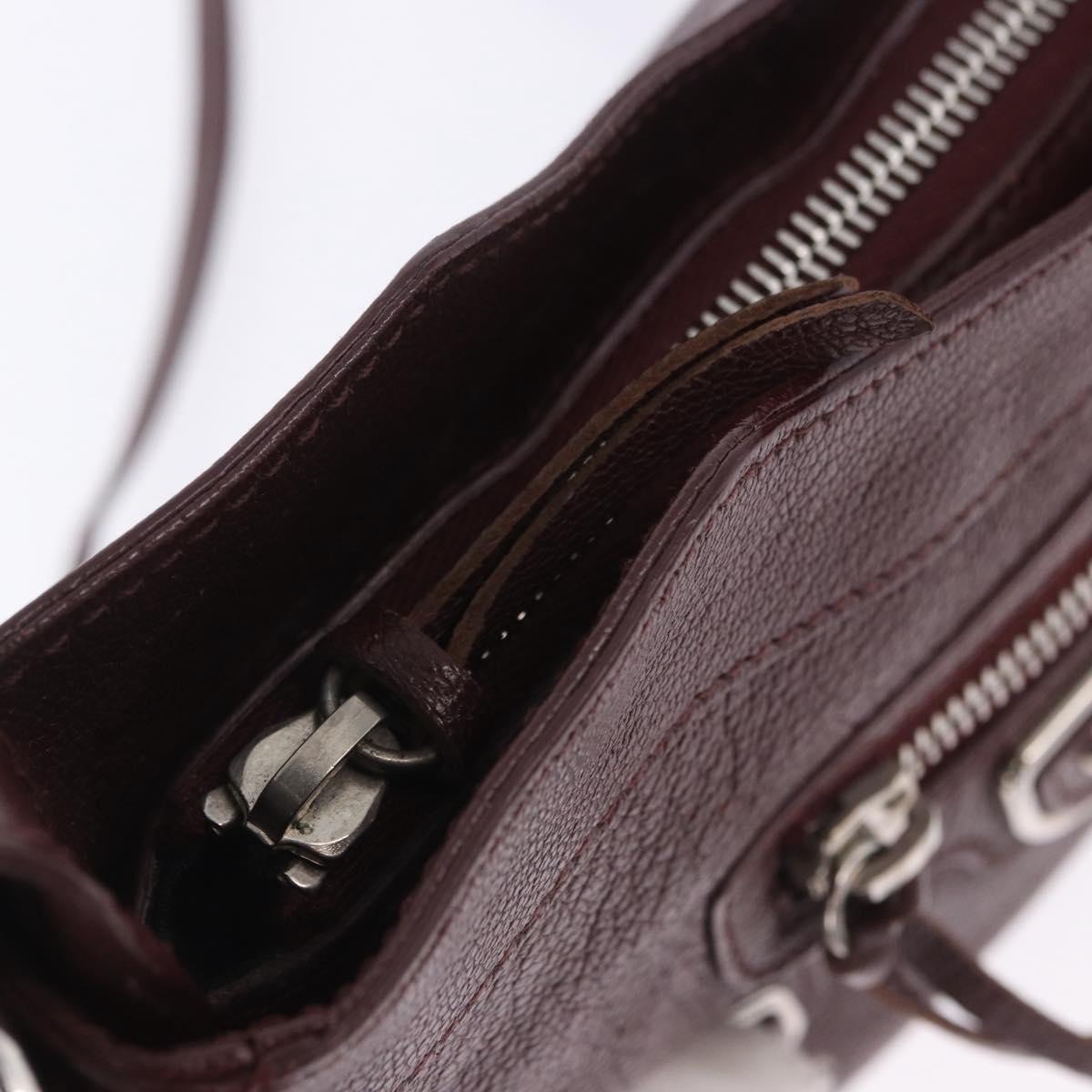BALENCIAGA Giant Hip Shoulder Bag Leather Bordeaux Silver 390164 Auth 203199V