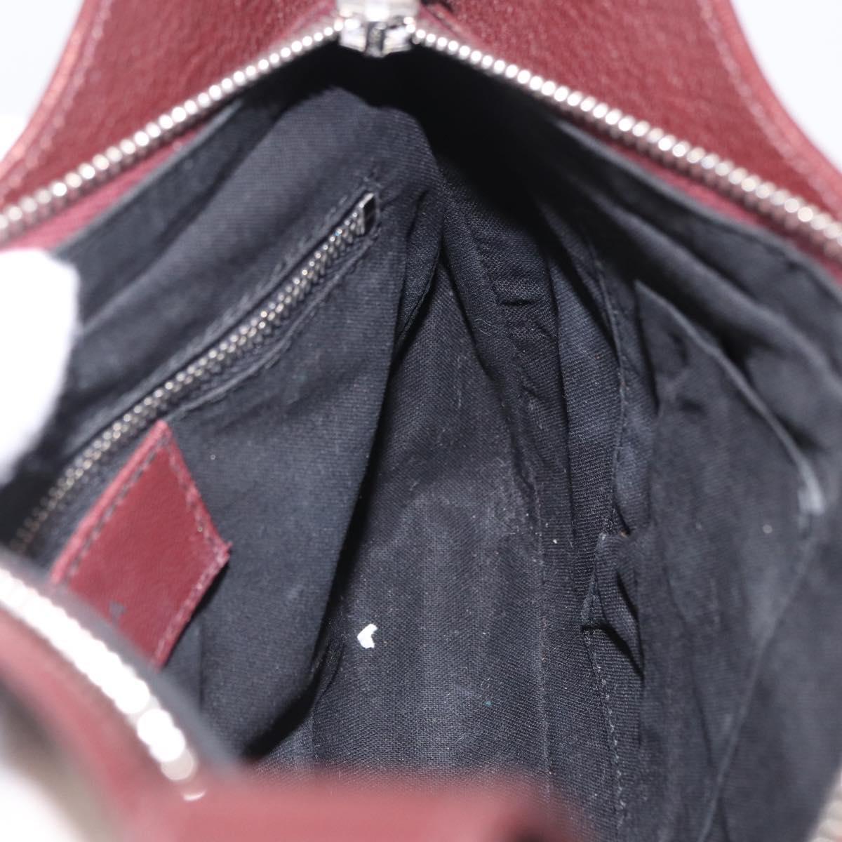 BALENCIAGA Giant Hip Shoulder Bag Leather Bordeaux Silver 390164 Auth 203199V