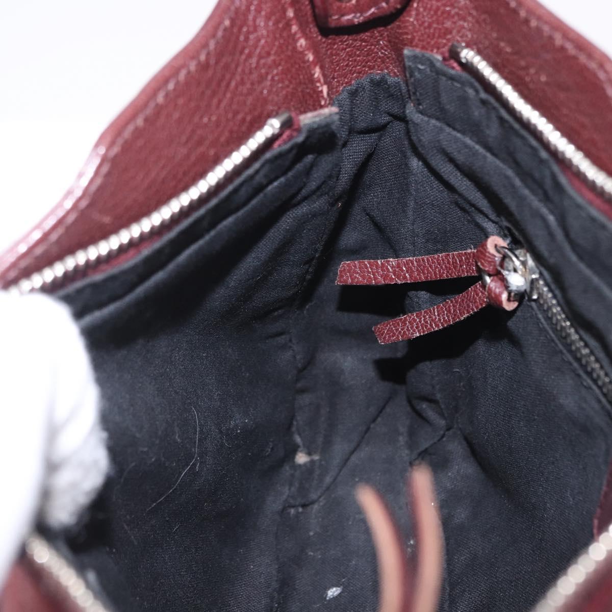 BALENCIAGA Giant Hip Shoulder Bag Leather Bordeaux Silver 390164 Auth 203199V