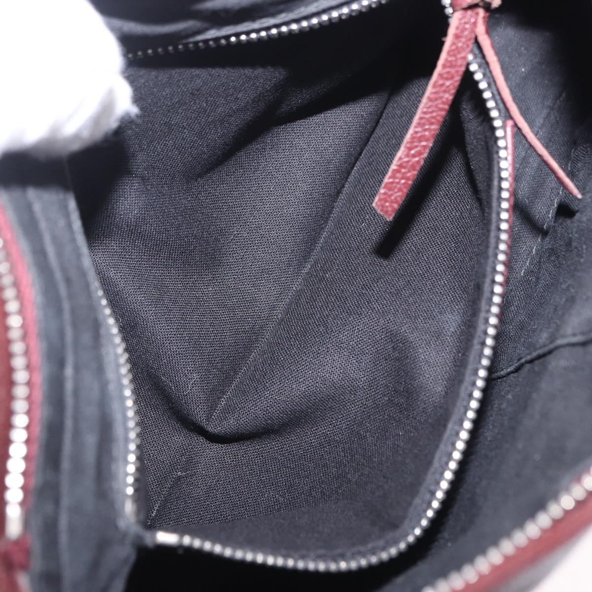 BALENCIAGA Giant Hip Shoulder Bag Leather Bordeaux Silver 390164 Auth 203199V