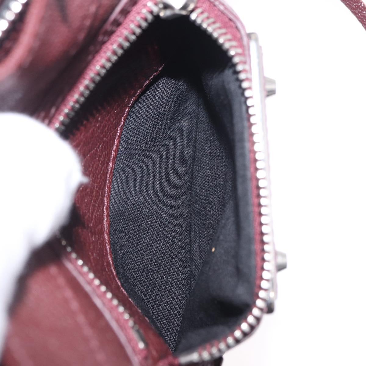 BALENCIAGA Giant Hip Shoulder Bag Leather Bordeaux Silver 390164 Auth 203199V