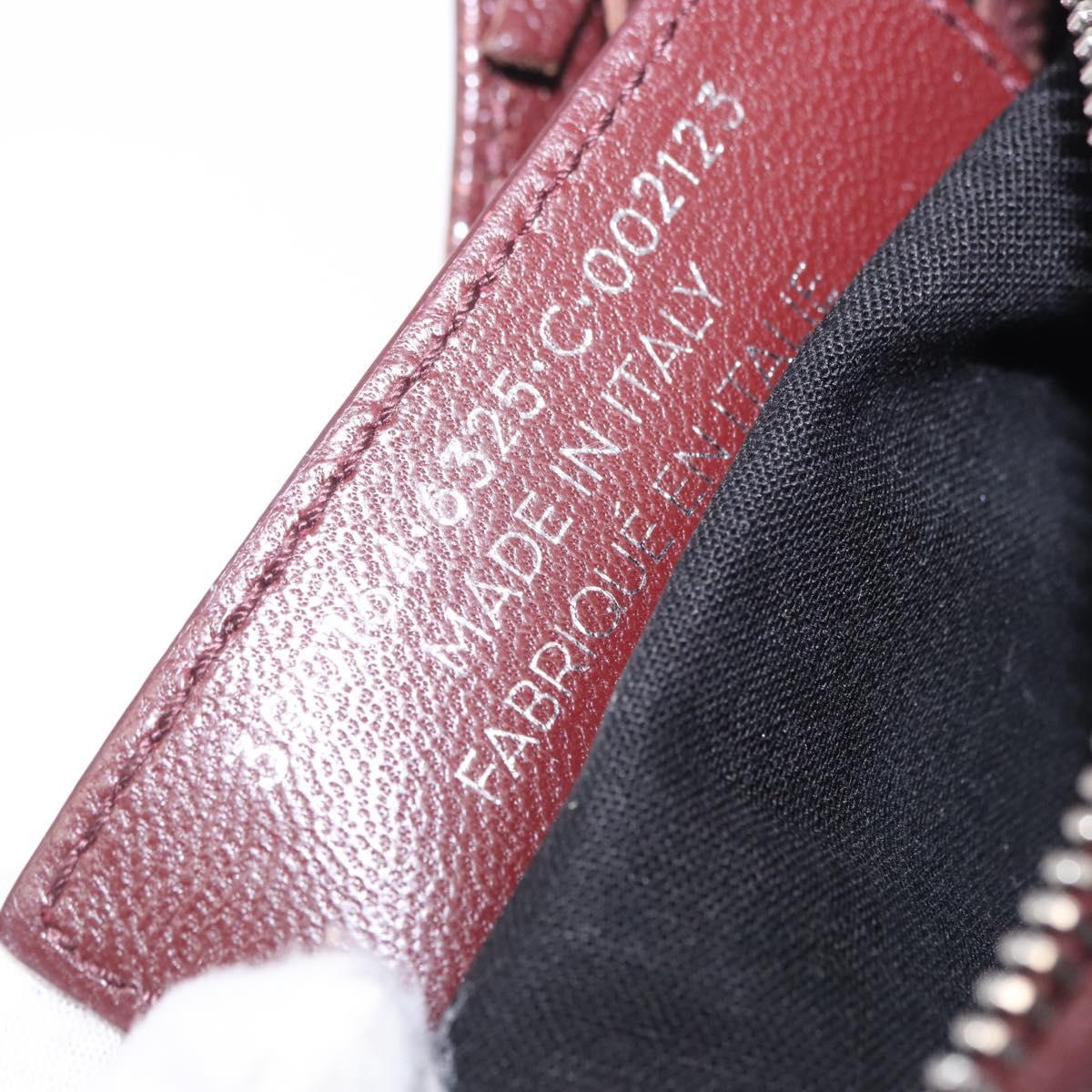 BALENCIAGA Giant Hip Shoulder Bag Leather Bordeaux Silver 390164 Auth 203199V