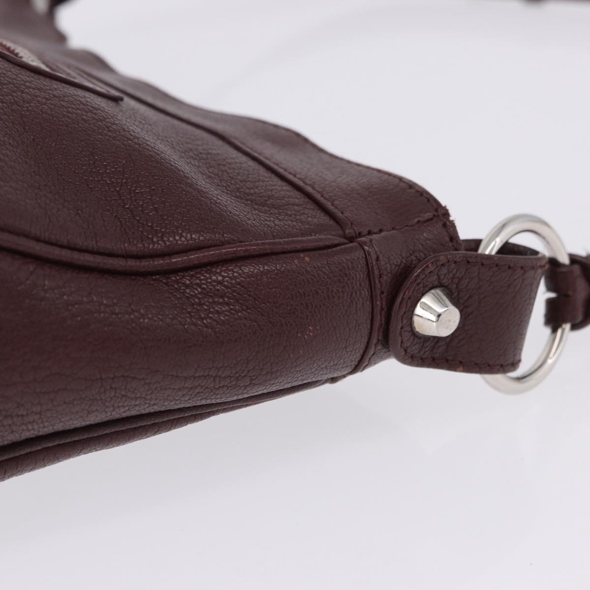 BALENCIAGA Giant Hip Shoulder Bag Leather Bordeaux Silver 390164 Auth 203199V