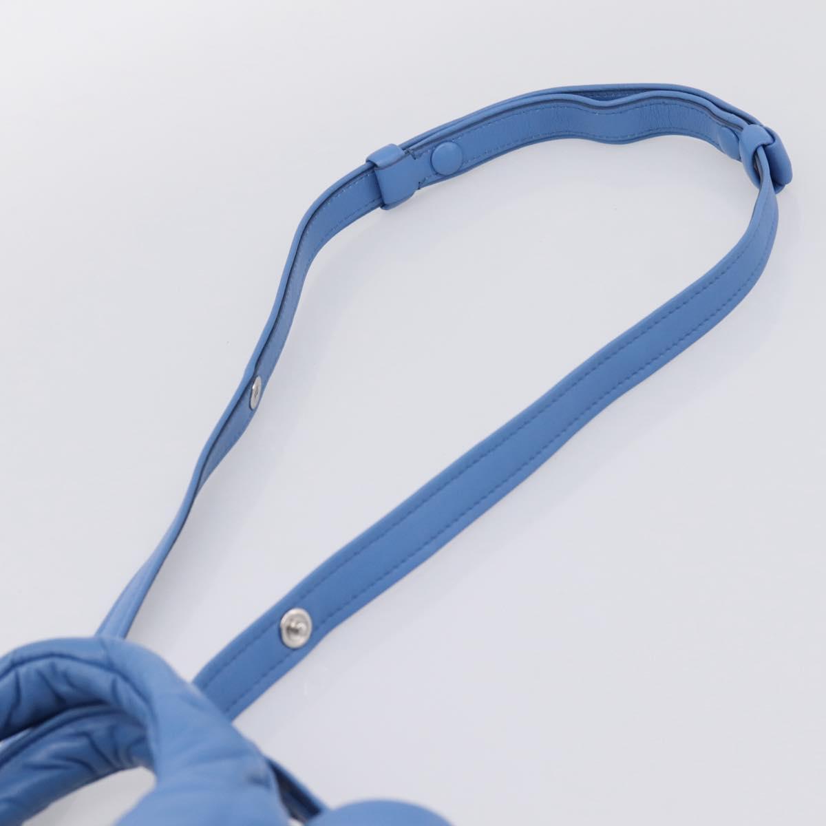 PRADA Hand Bag Leather 2way Blue Silver Auth 203202SAM