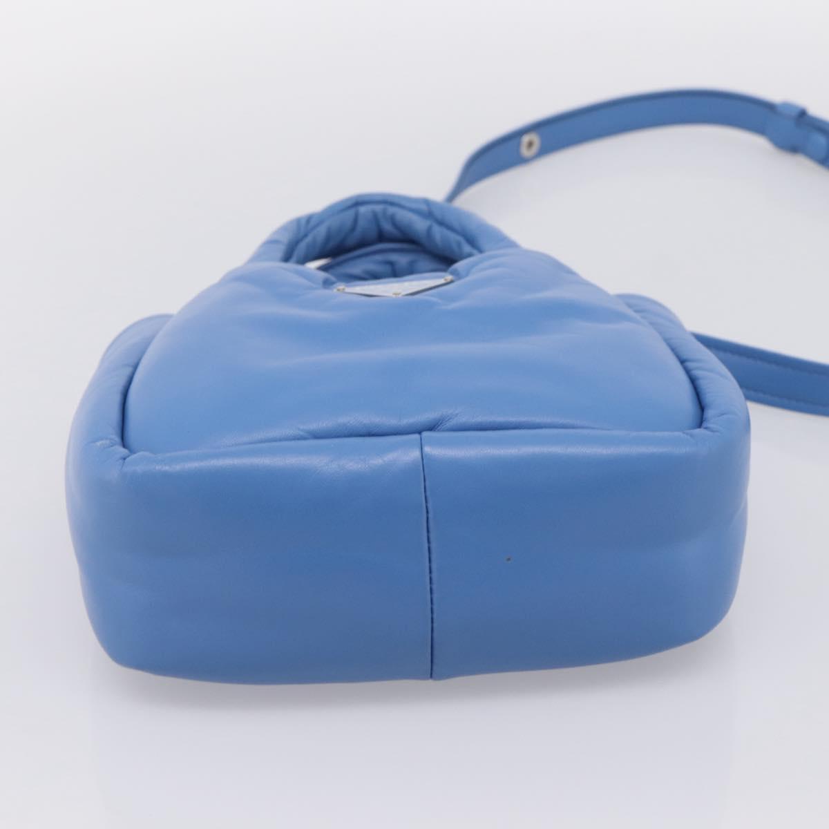 PRADA Hand Bag Leather 2way Blue Silver Auth 203202SAM