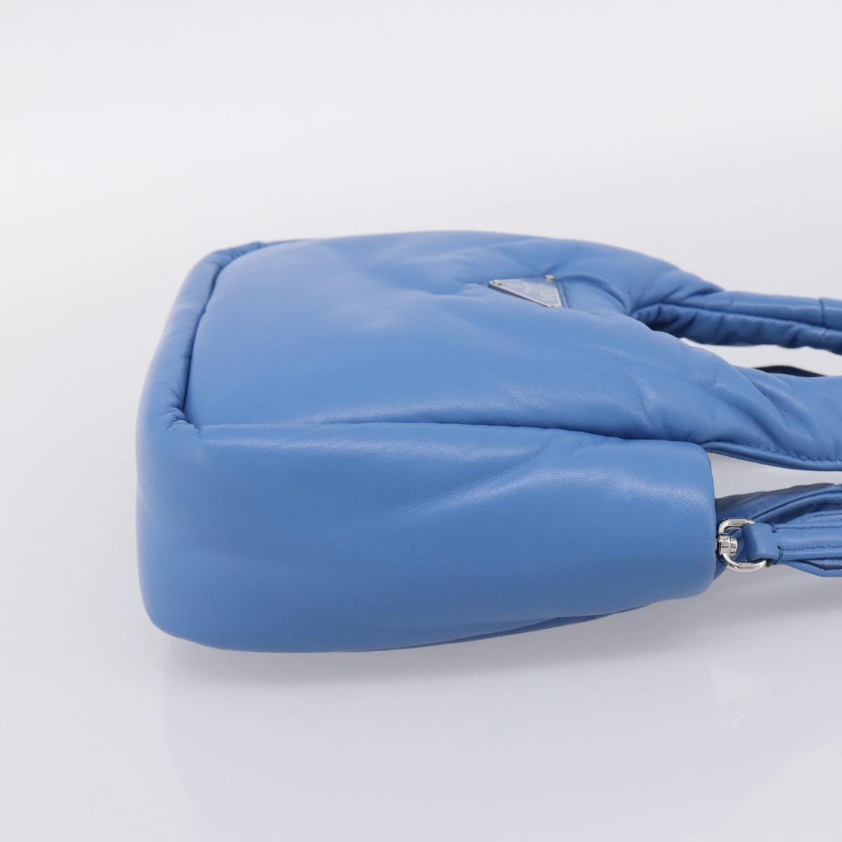 PRADA Hand Bag Leather 2way Blue Silver Auth 203202SAM