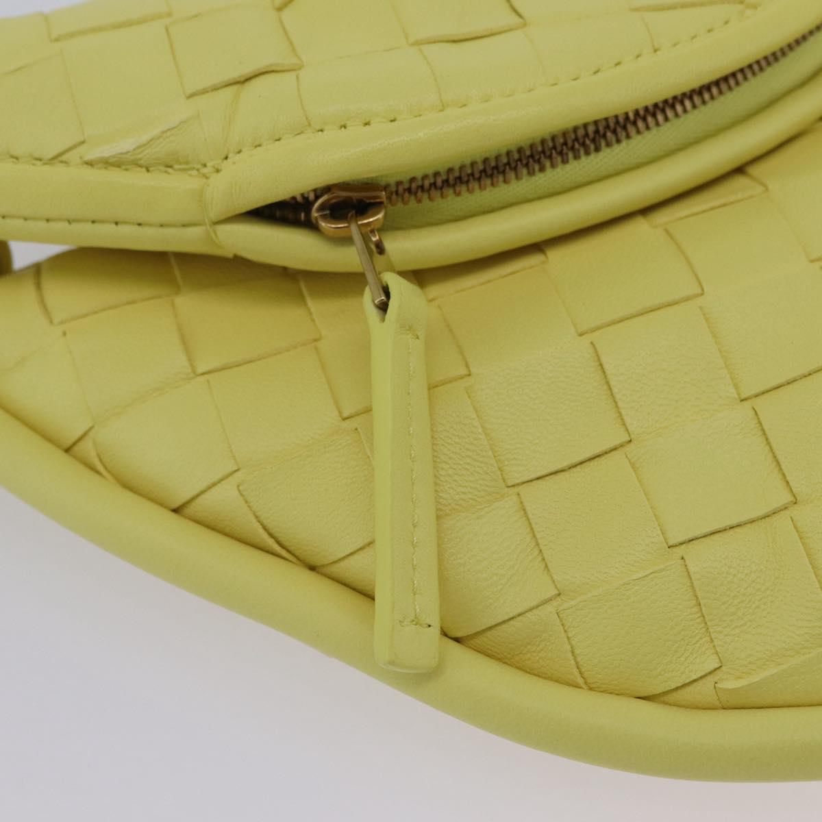 BOTTEGA VENETA INTRECCIATO Shoulder Bag Leather Yellow Gold Auth 203203V