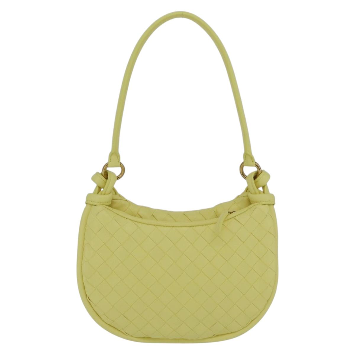 BOTTEGA VENETA INTRECCIATO Shoulder Bag Leather Yellow Gold Auth 203203V