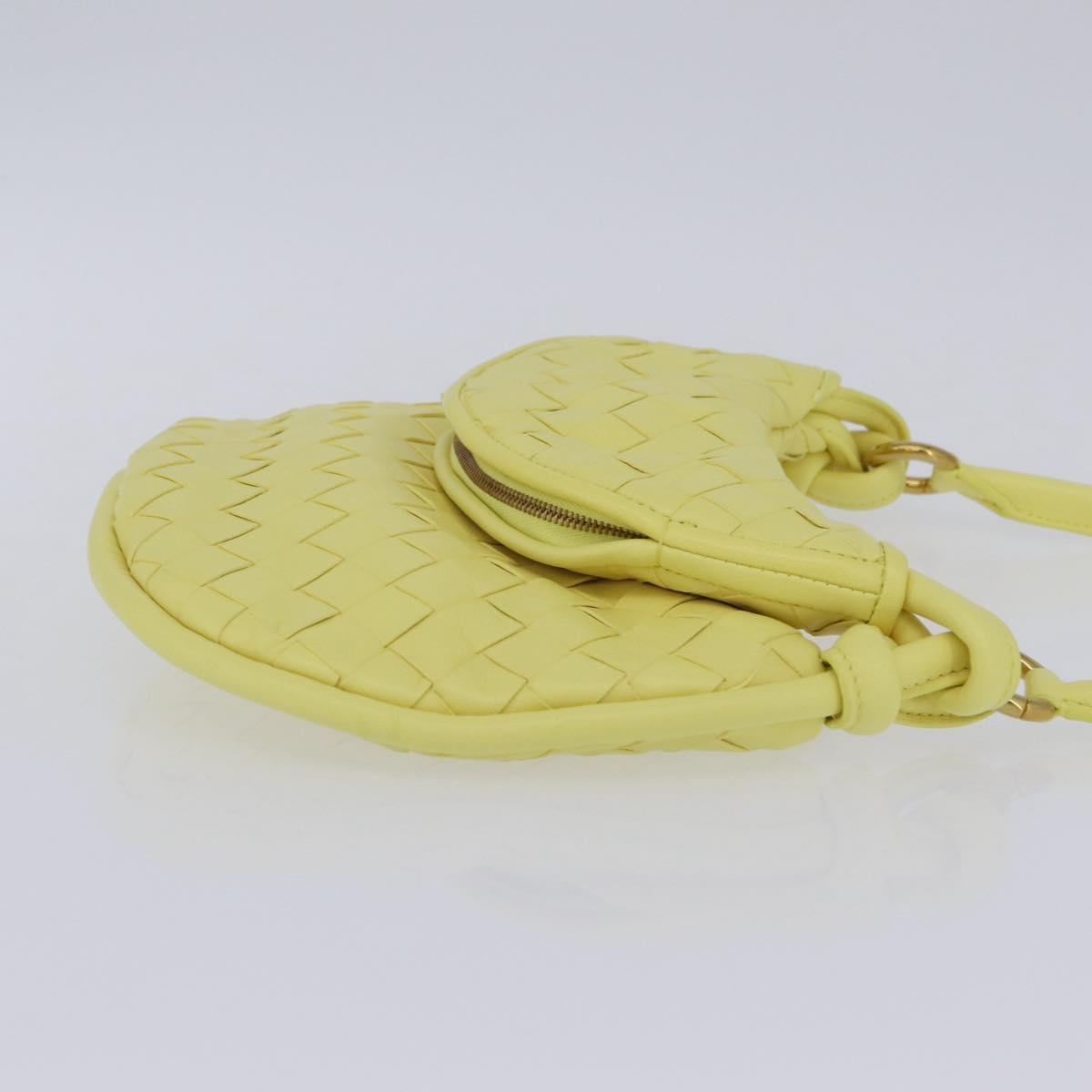 BOTTEGA VENETA INTRECCIATO Shoulder Bag Leather Yellow Gold Auth 203203V
