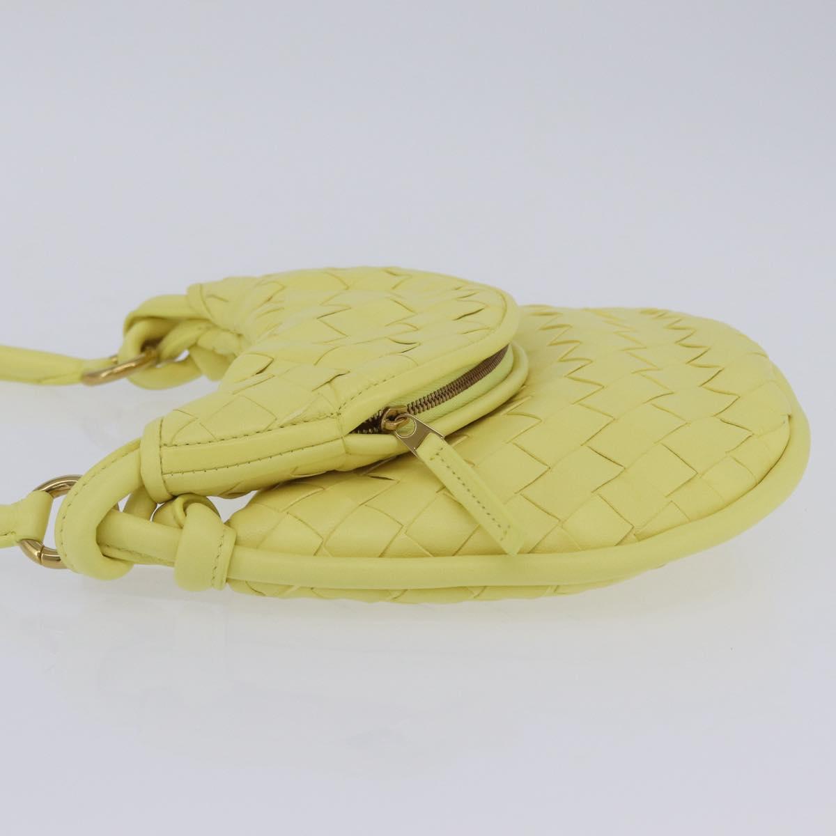 BOTTEGA VENETA INTRECCIATO Shoulder Bag Leather Yellow Gold Auth 203203V