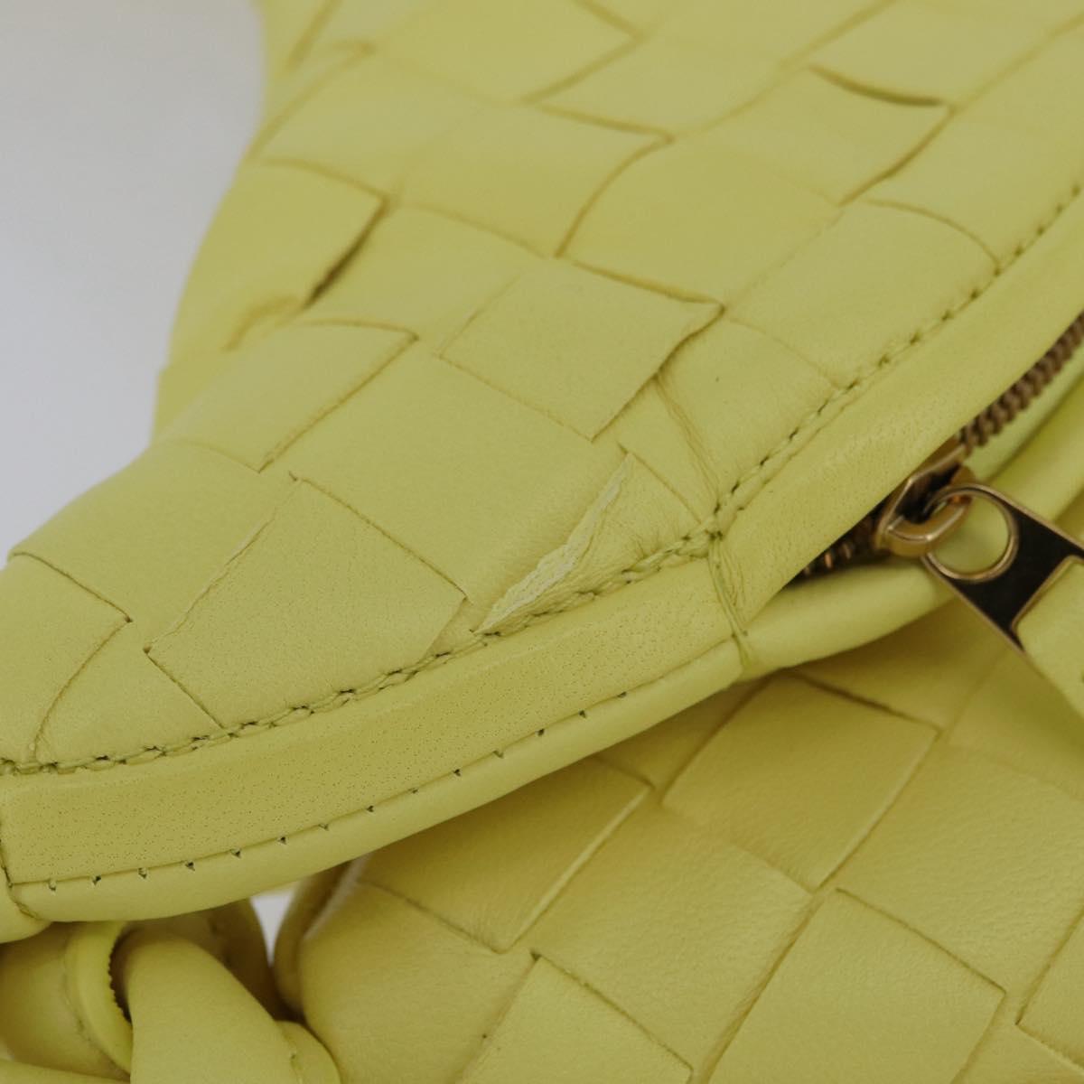 BOTTEGA VENETA INTRECCIATO Shoulder Bag Leather Yellow Gold Auth 203203V