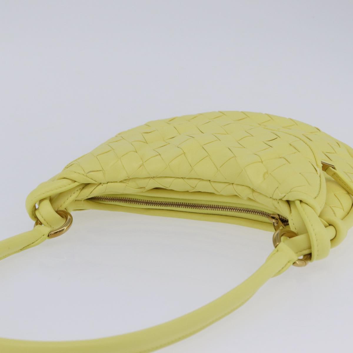 BOTTEGA VENETA INTRECCIATO Shoulder Bag Leather Yellow Gold Auth 203203V