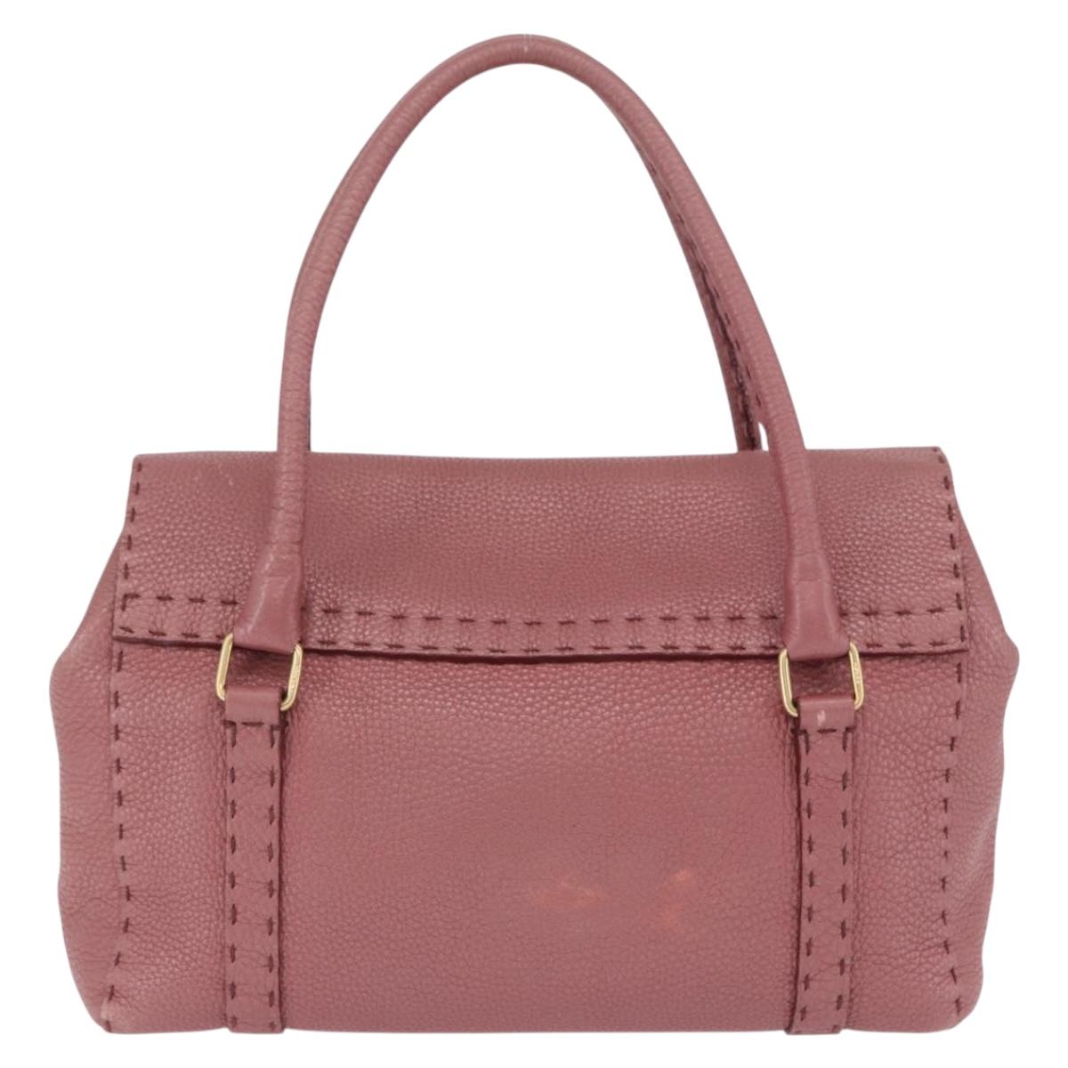 FENDI Celeria Tote Bag Leather Pink Gold Auth 203204