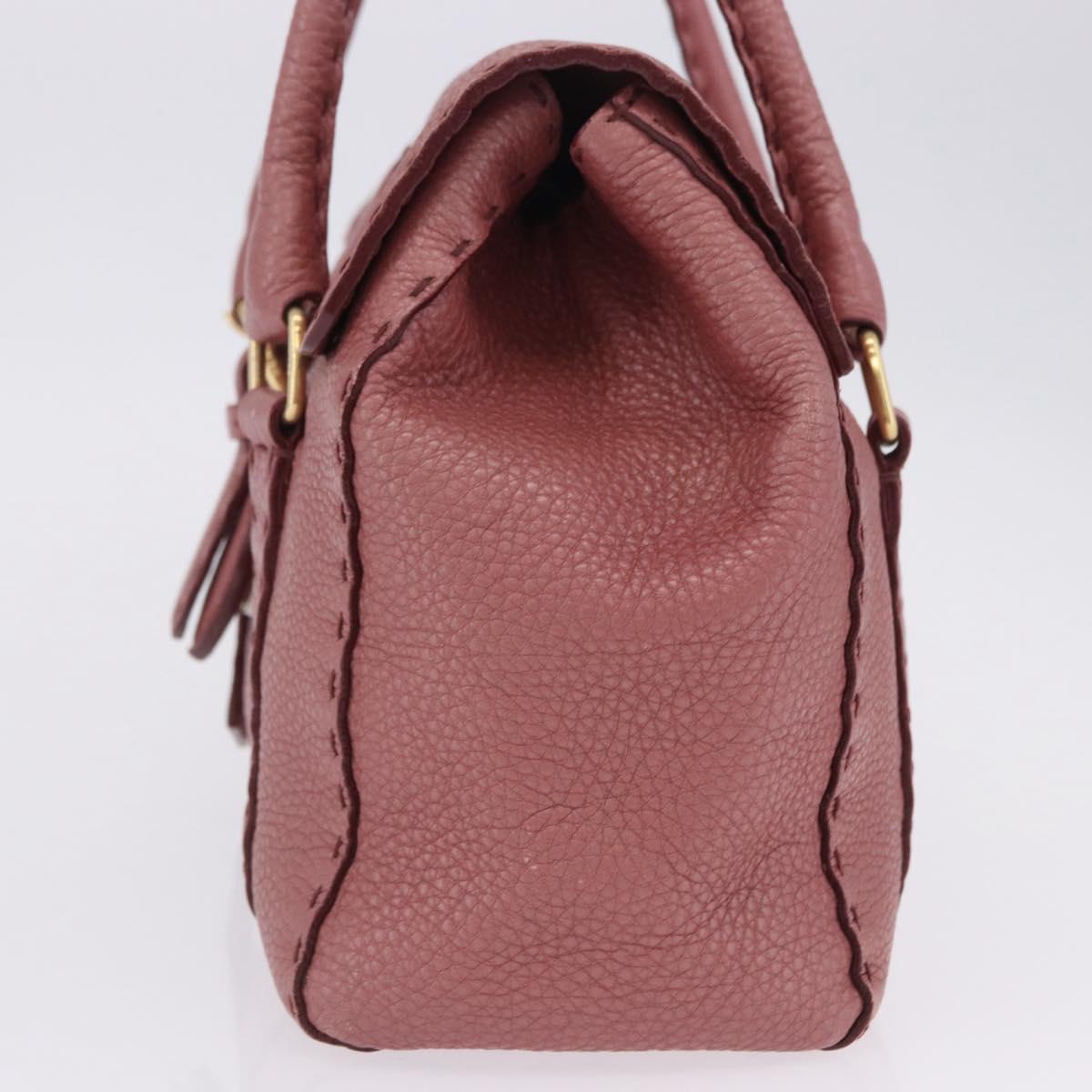 FENDI Celeria Tote Bag Leather Pink Gold Auth 203204