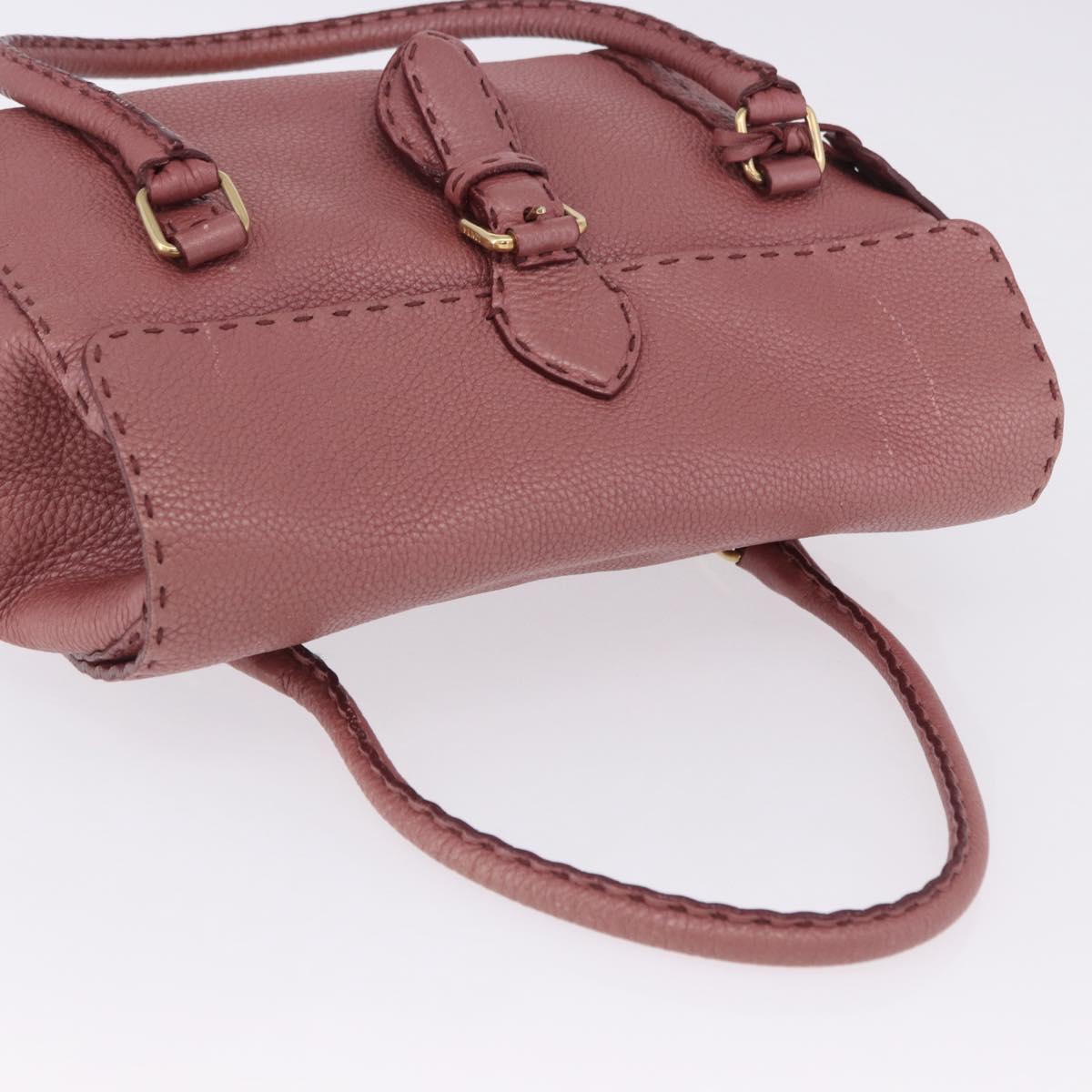 FENDI Celeria Tote Bag Leather Pink Gold Auth 203204