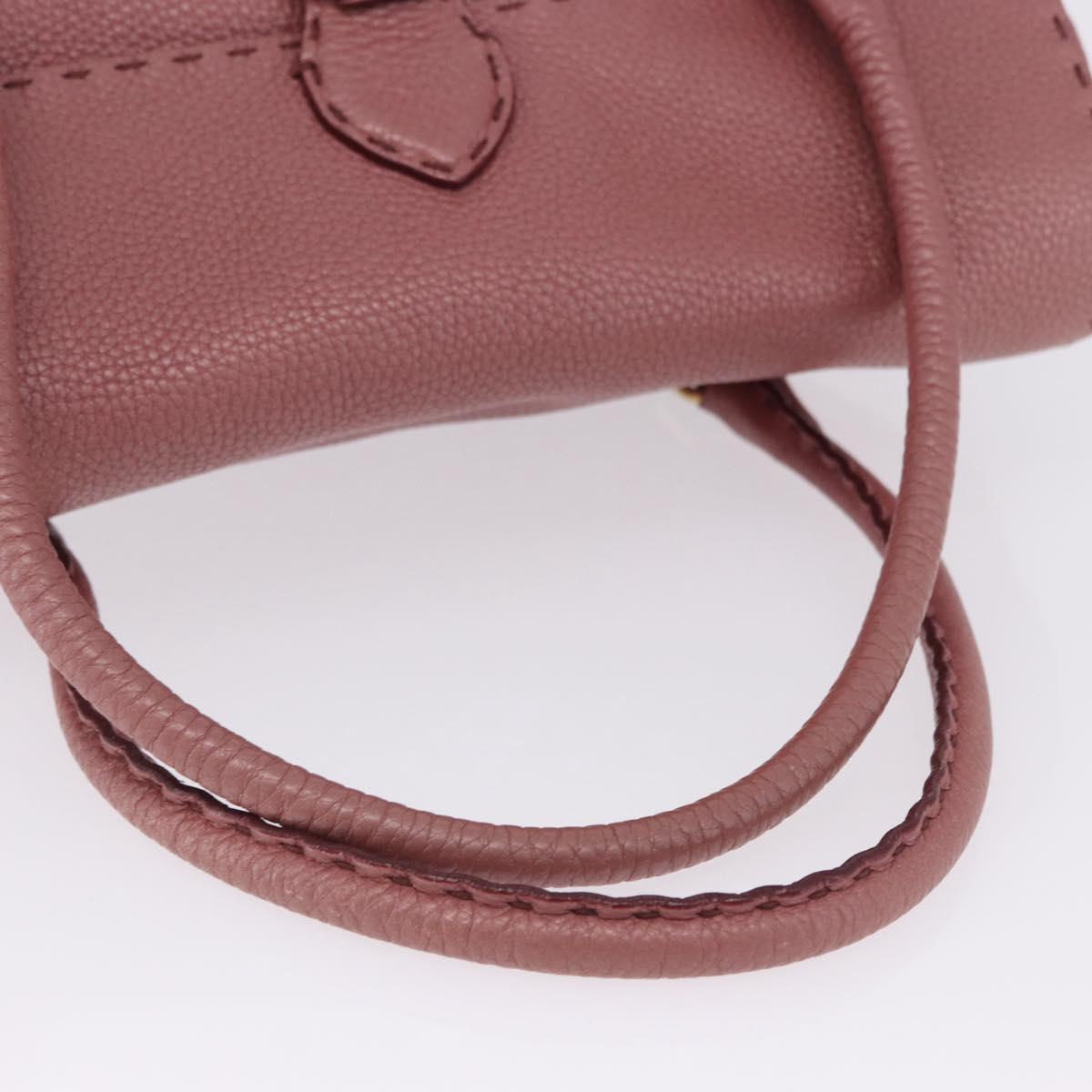 FENDI Celeria Tote Bag Leather Pink Gold Auth 203204