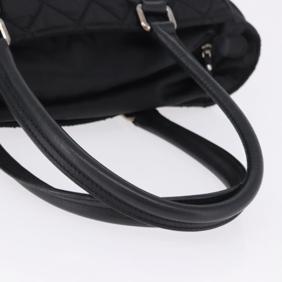 CHANEL Paris New York Line Matelasse Tote Bag Nylon Black Silver CC Auth 203206A