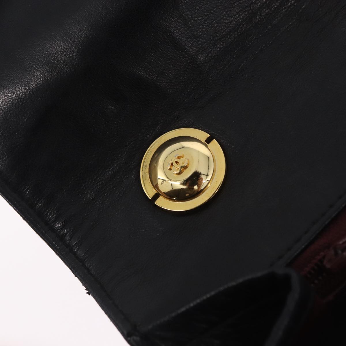CHANEL Matelasse Shoulder Bag Lamb Skin Black Gold CC Auth 203208