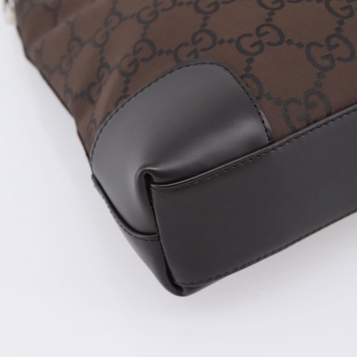 GUCCI GG Canvas Shoulder Bag outlet Dark Brown Silver 143745 Auth 203209A