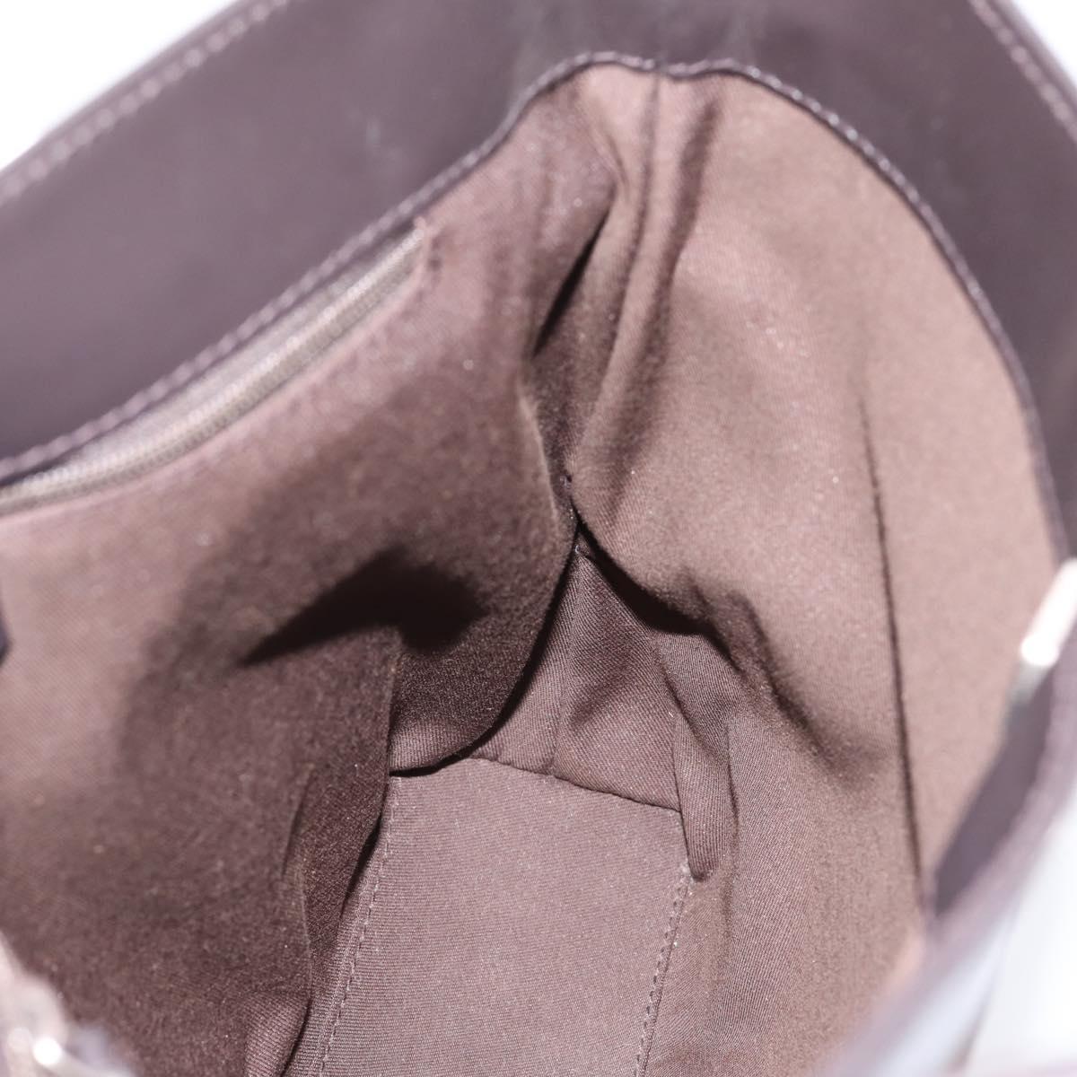 GUCCI GG Canvas Shoulder Bag outlet Dark Brown Silver 143745 Auth 203209A