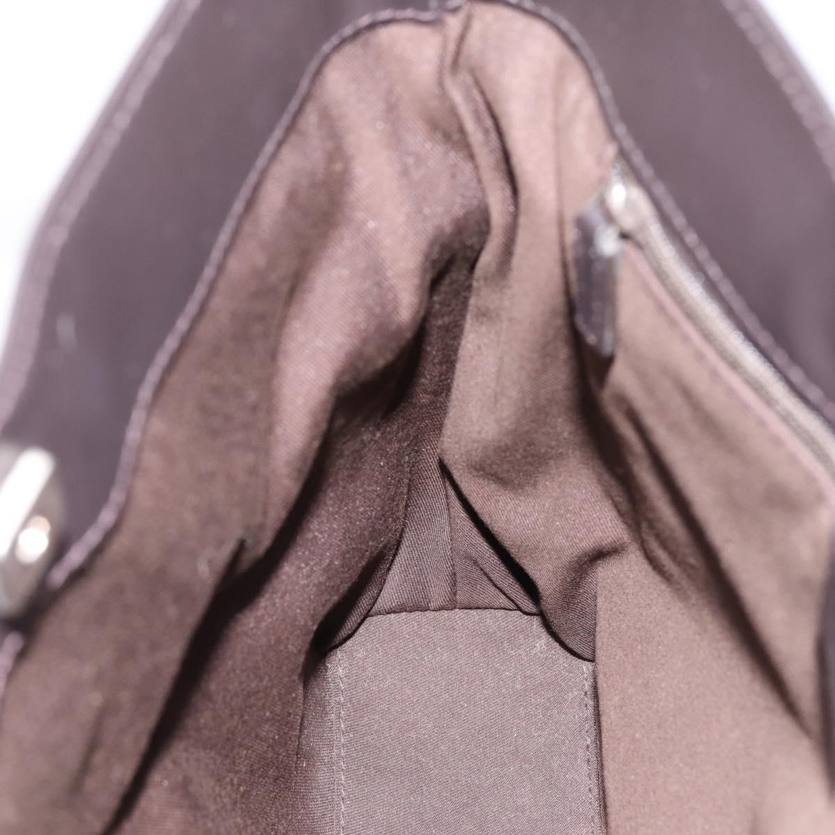 GUCCI GG Canvas Shoulder Bag outlet Dark Brown Silver 143745 Auth 203209A