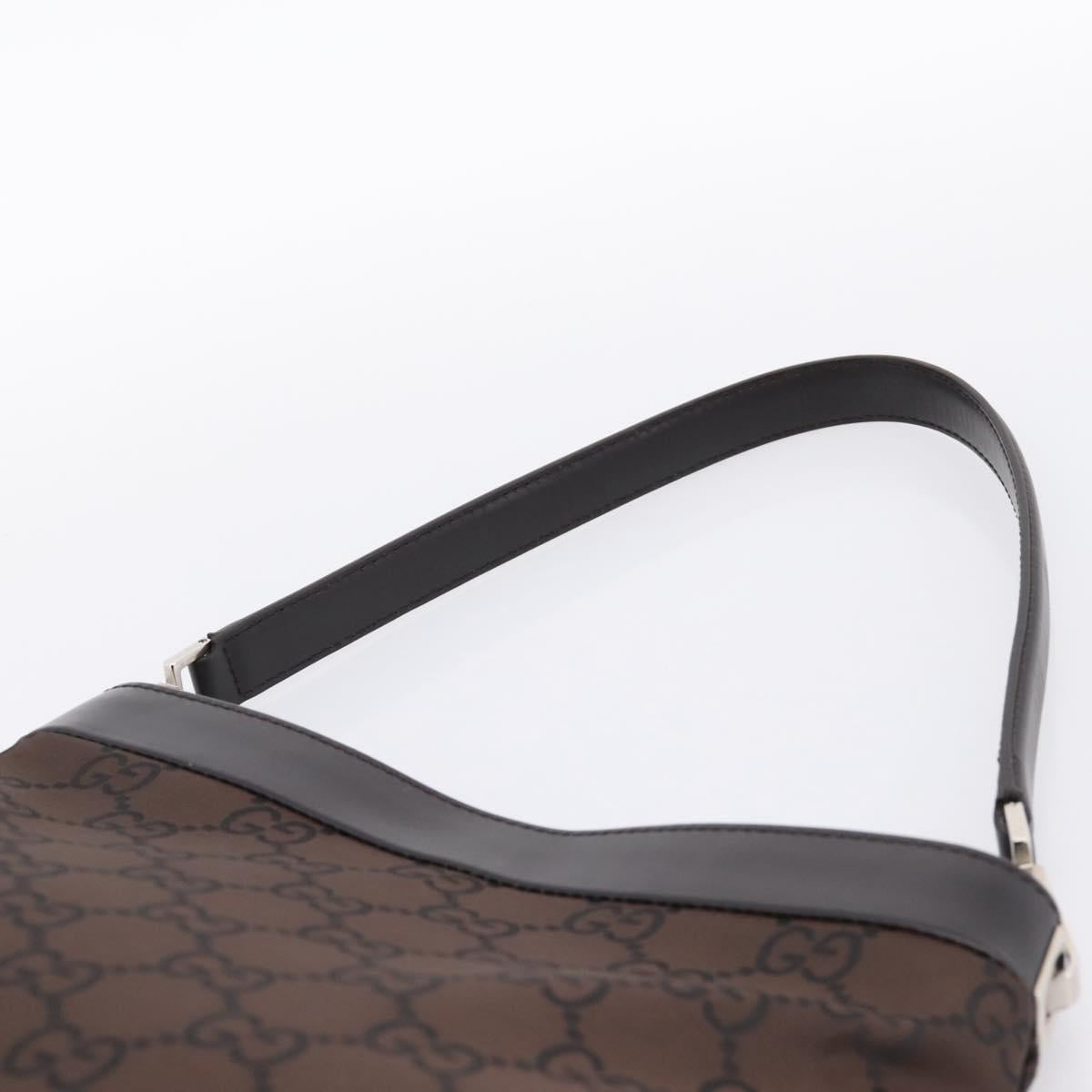 GUCCI GG Canvas Shoulder Bag outlet Dark Brown Silver 143745 Auth 203209A